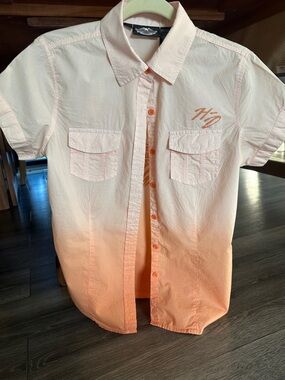 Harley-Davidson Peach Ombre Short Sleeve Button-Up Shirt